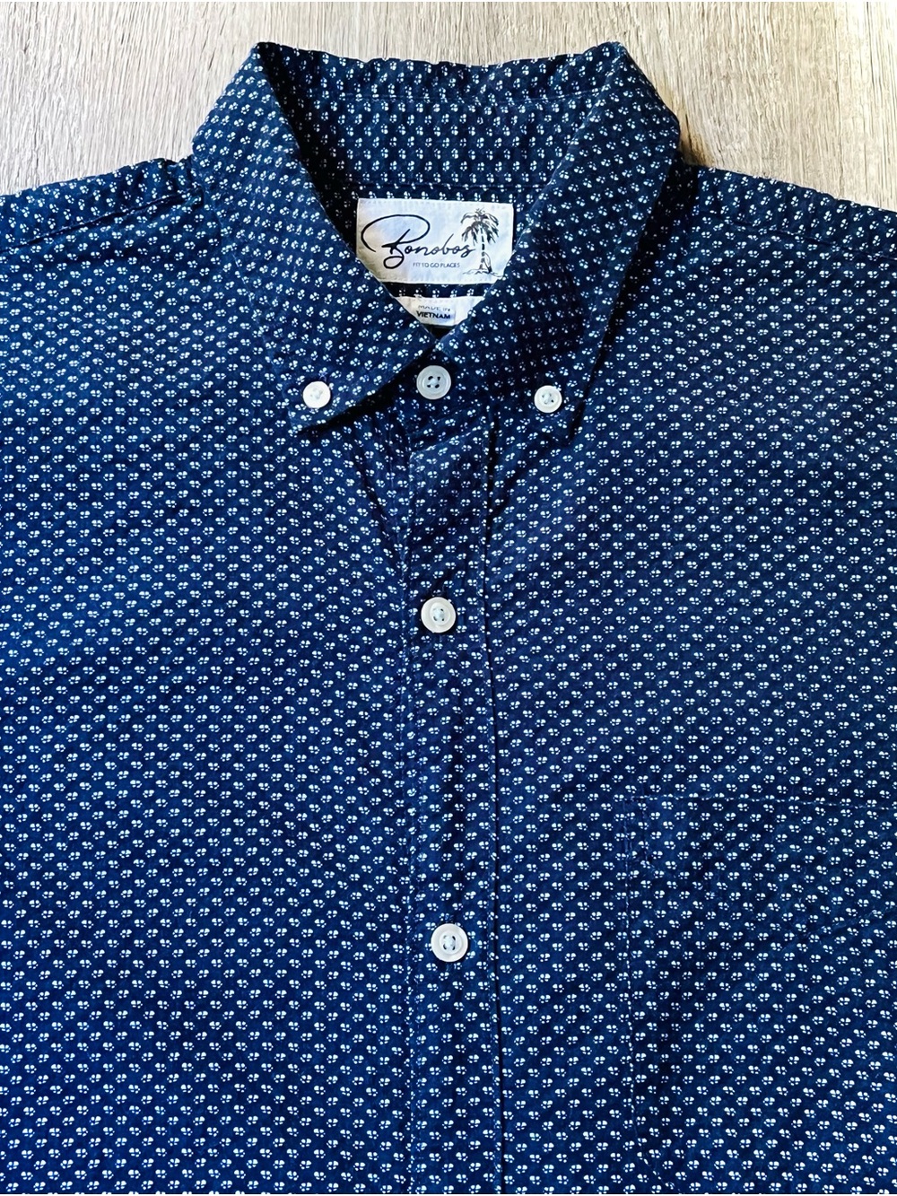Bonobos Men’s Navy/White Button-Down Short Sleeve Shirt Size M (m/short)